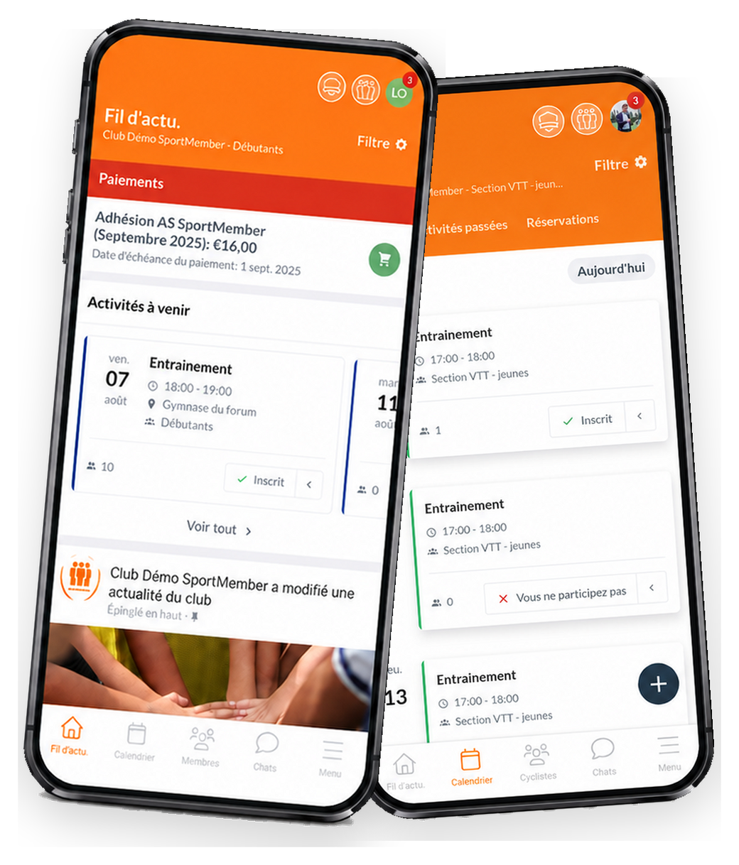 L'application SportMember sur plusieurs iPhone
